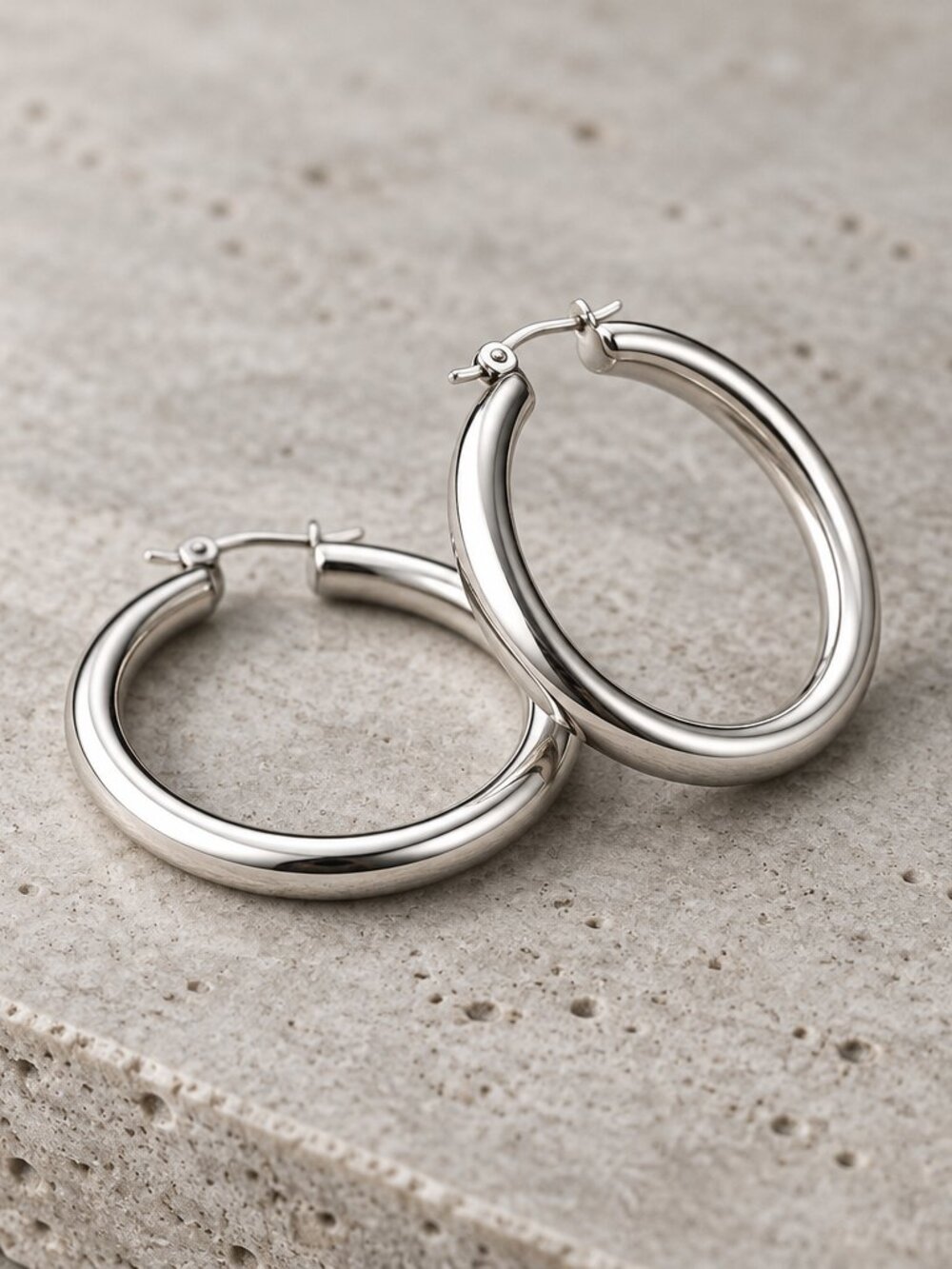 925 Sterling Silver Chunky Hoop Earrings 46mm